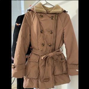 E-Land Women Down Jacket w/ belt and fur